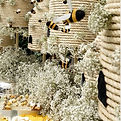 baptême thème abeille ruche noir jaune décoration
