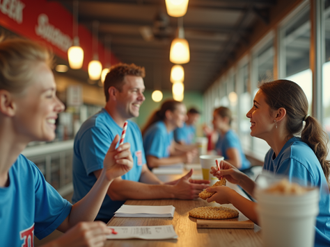people working the snack bar