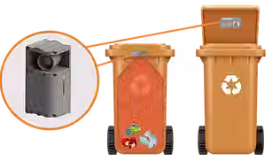 Smart bin sensor installed in recycling bin