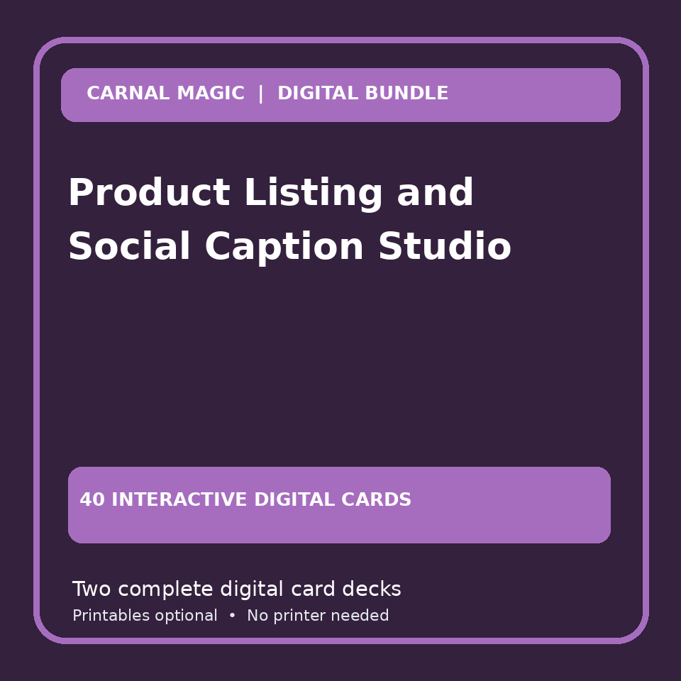 Product Listing and Social Caption Studio Carnal Magic digital download cover