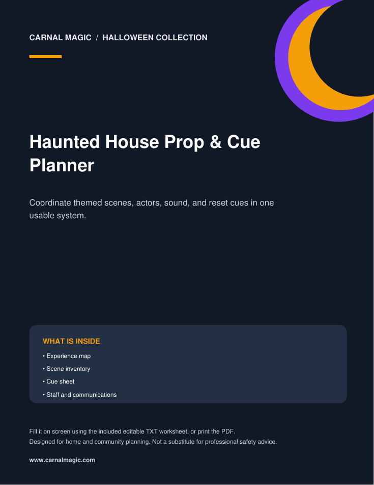 Haunted House Prop & Cue Planner downloadable Halloween workbook cover
