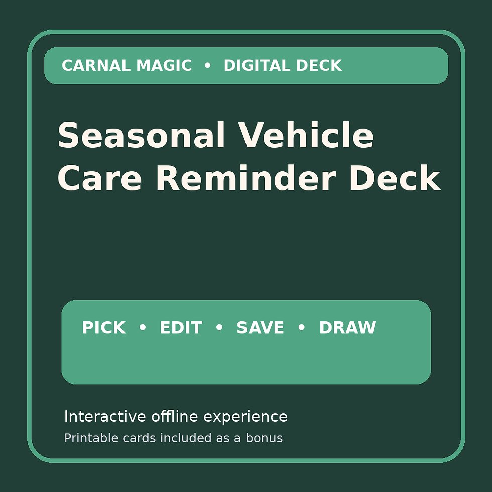 Seasonal Vehicle Care Reminder Deck digital-first cue-card deck