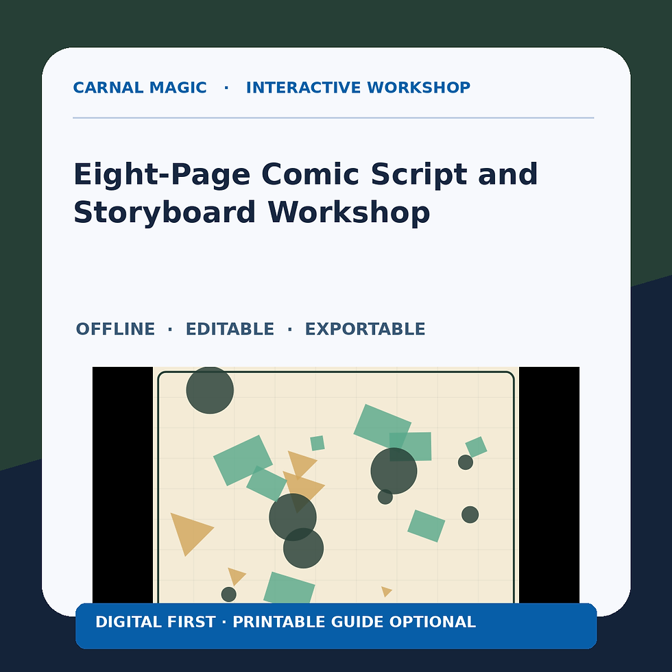Eight-Page Comic Script and Storyboard Workshop Carnal Magic digital workshop cover