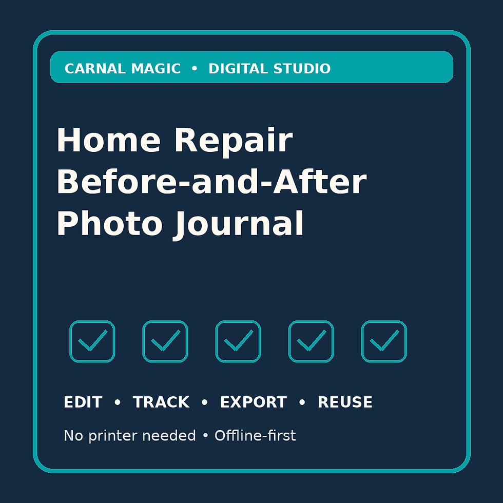 Home Repair Before-and-After Photo Journal interactive digital organizer cover art