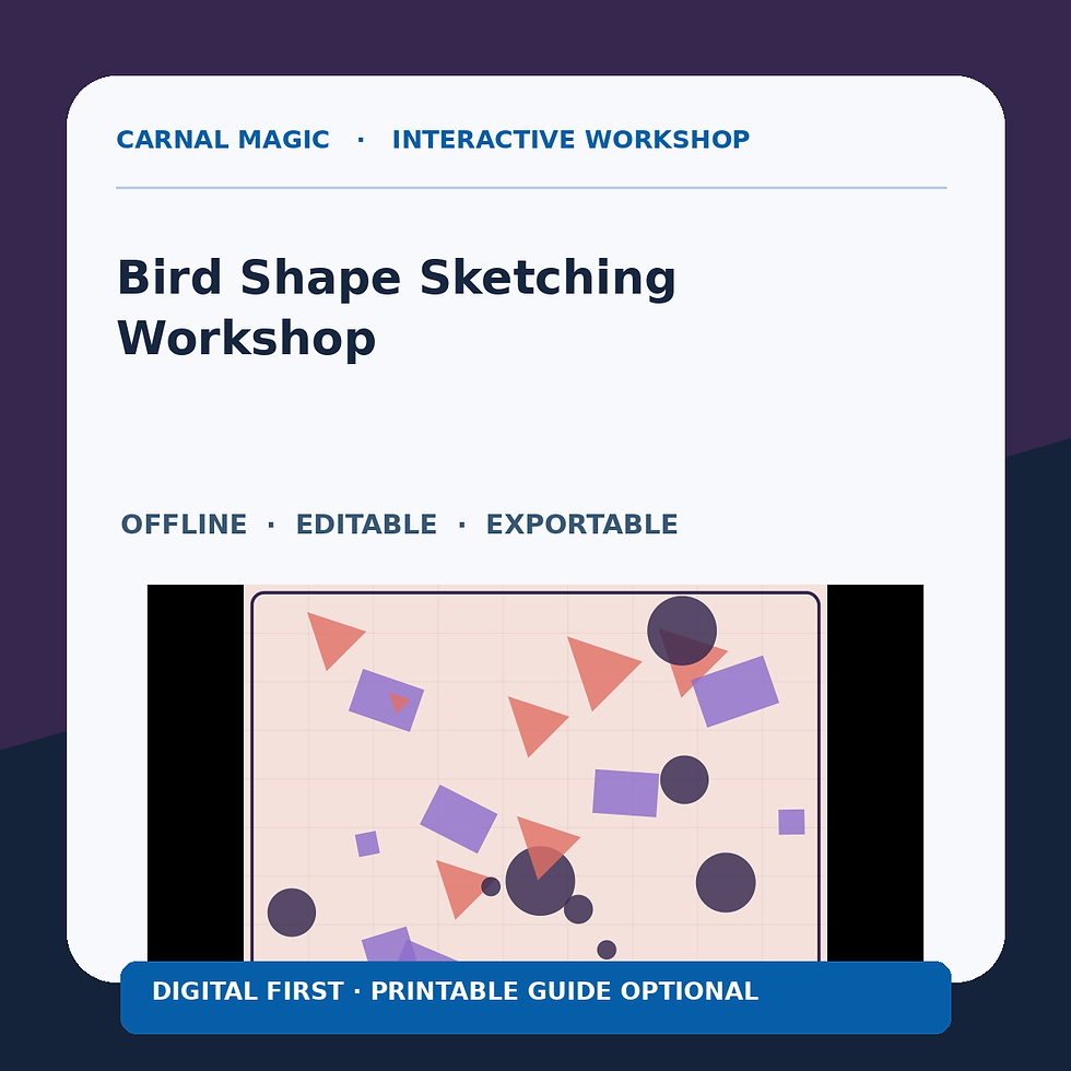 Bird Shape Sketching Workshop Carnal Magic original digital workshop cover