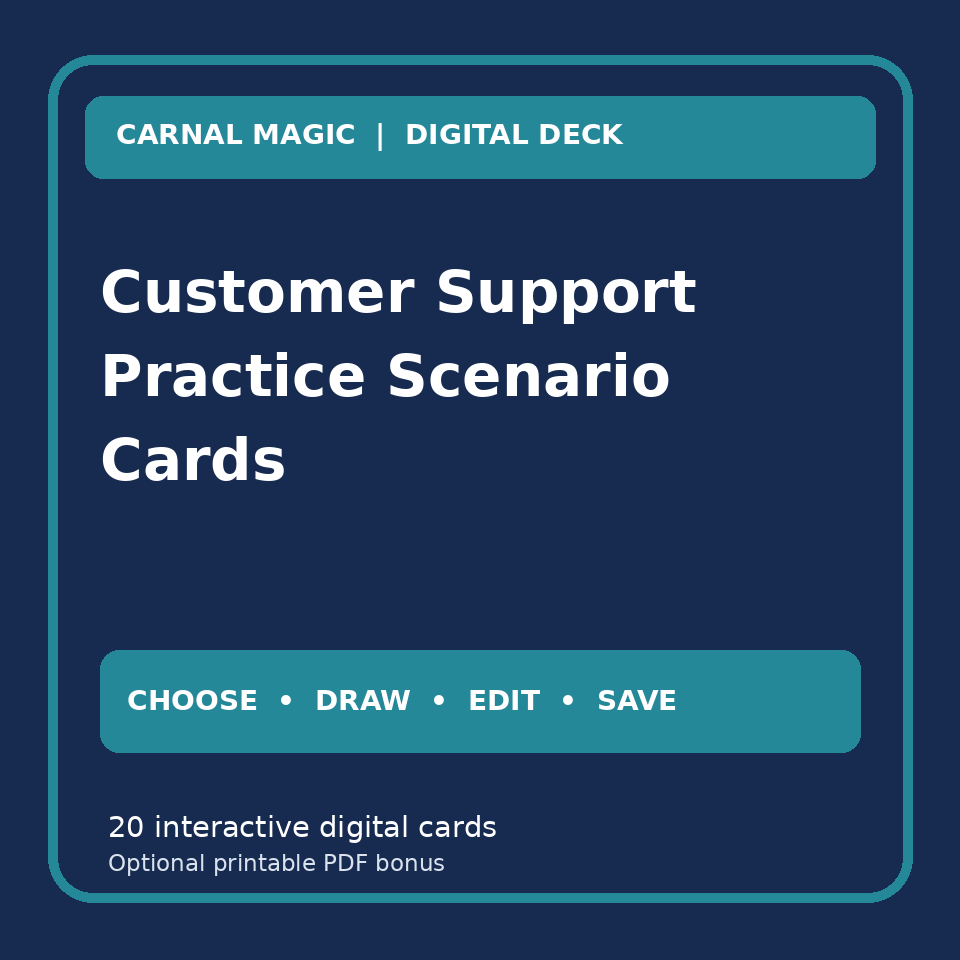 Customer Support Practice Scenario Cards digital interactive card deck cover