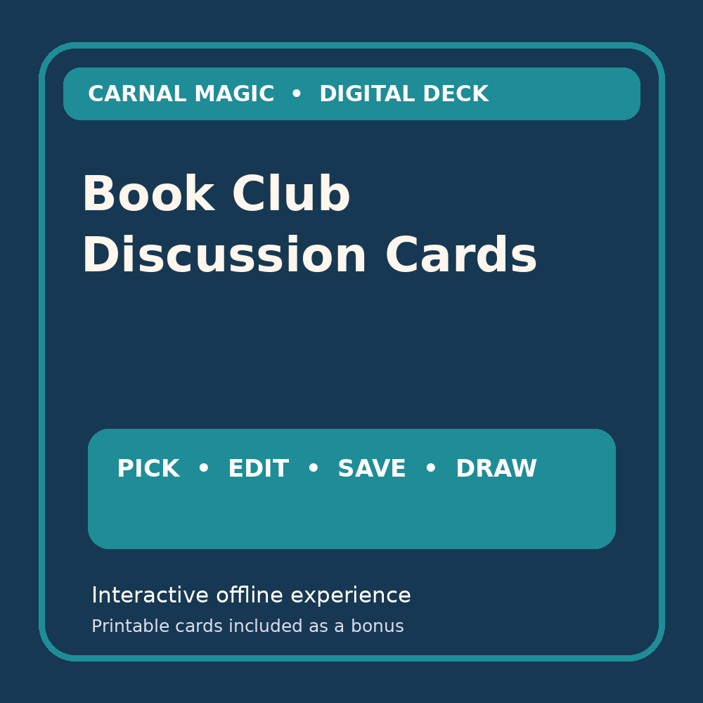 Book Club Discussion Cards original digital card deck cover