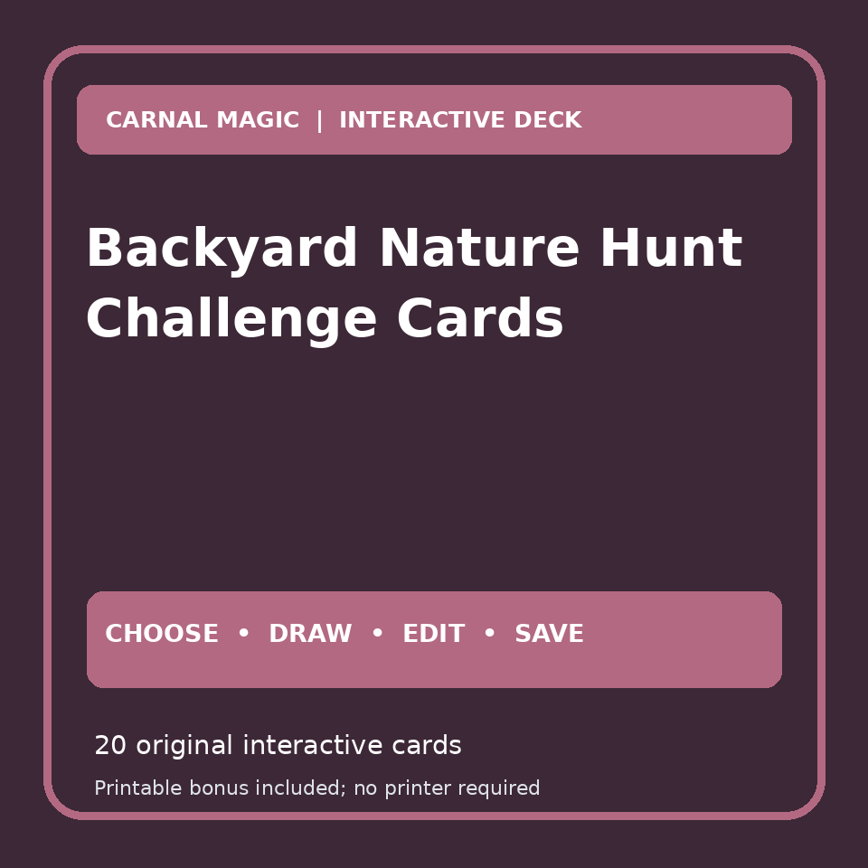 Backyard Nature Hunt Challenge Cards Carnal Magic digital download cover