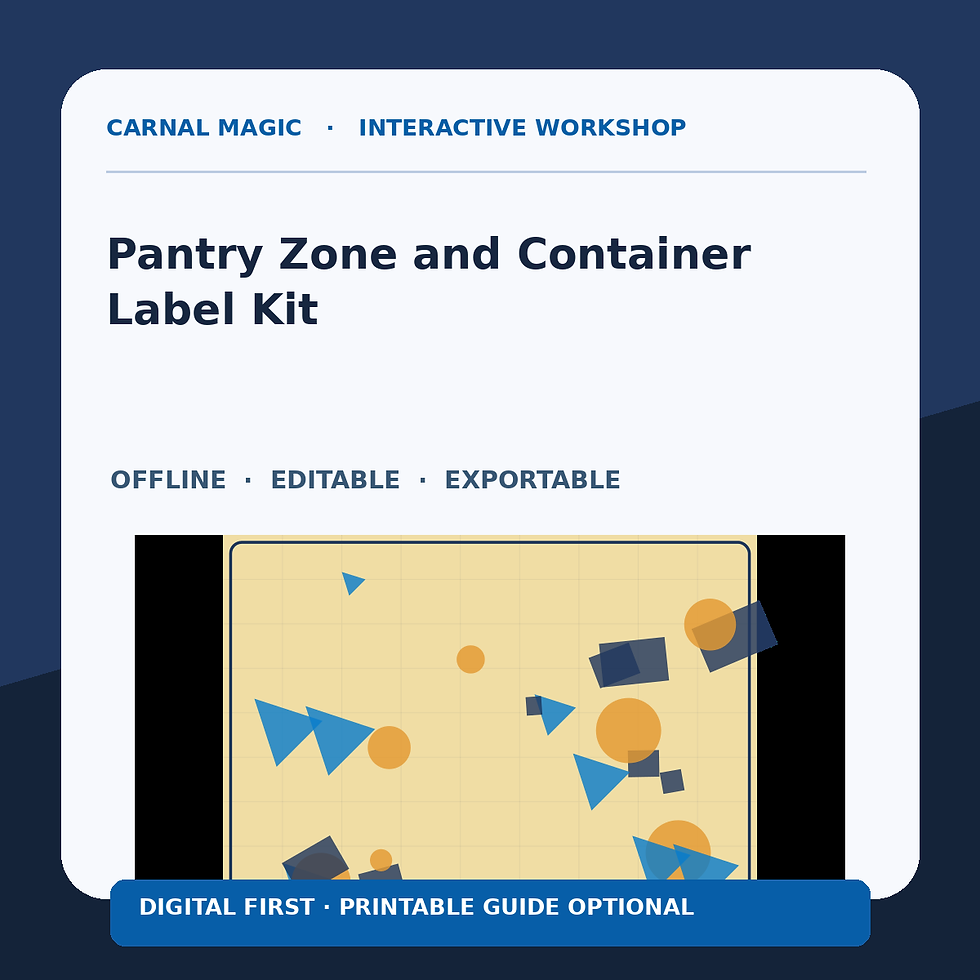 Pantry Zone and Container Label Kit original Carnal Magic digital workshop artwork