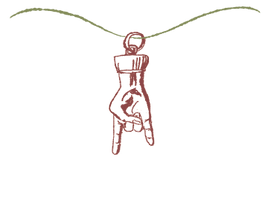 Hand with fingers on a necklace