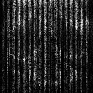 A skull made of code lines