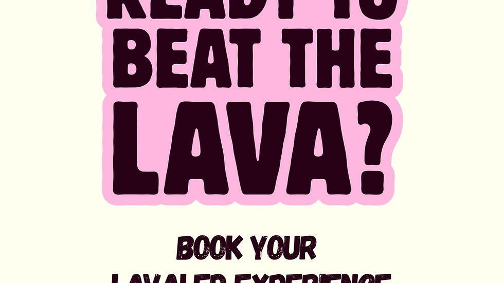 LAVALED call to action graphic with text 'READY TO BEAT THE LAVA? BOOK YOUR LAVALED EXPERIENCE NOW!' and the website URL, encouraging booking for the interactive 'Floor is Lava' game in Koh Samui.