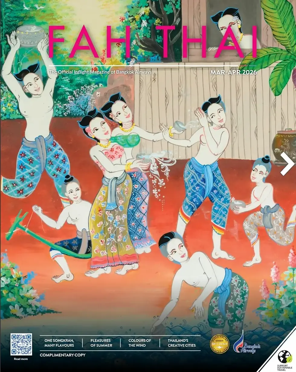 The official cover of Fah Thai magazine (March-April 2026 issue) by Bangkok Airways. LAVALED Koh Samui is featured as a must-visit indoor escape in this latest edition.