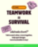 LAVALED Tip #2 graphic with 'TEAMWORK = SURVIVAL' text, explaining to talk, move together, and communicate to spot danger in the interactive 'Floor is Lava' game in Koh Samui.