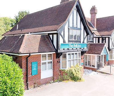 Aerial drone photograph of former pub and development site in Weyhill near Andover