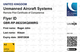 This image is the A2 certificate of competency which Andover Drone Photography have been awarded. Endorsed by the CAA