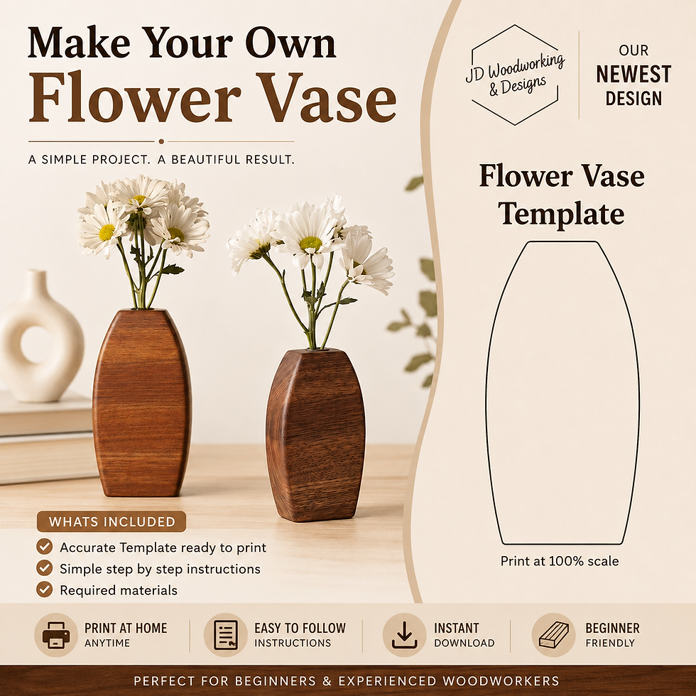 Printable Tall Flower Vase Woodworking Template PDF preview