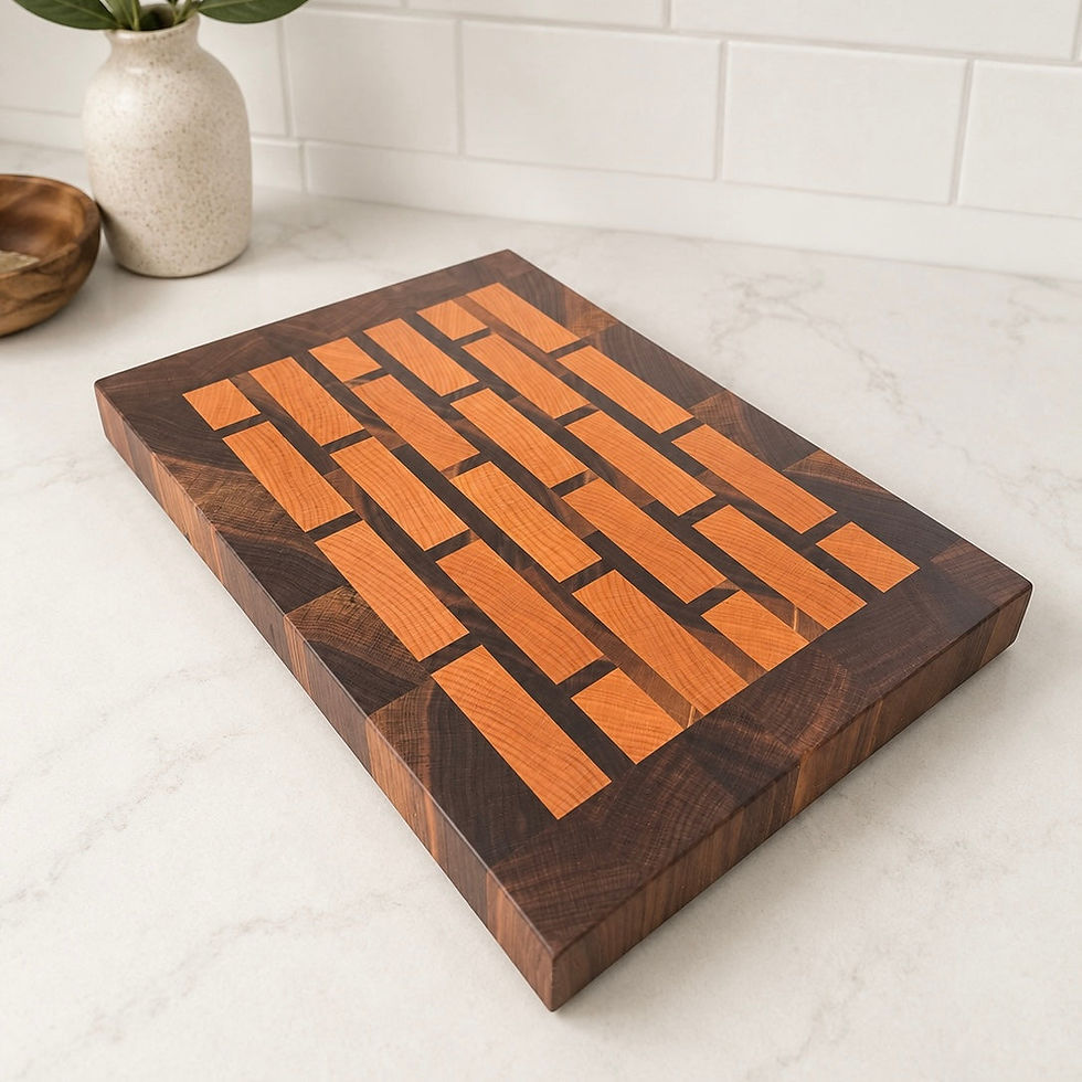 End Grain Brick Pattern Cutting Board 13.5 x 9.25 handcrafted by JD Woodworking in Ontario