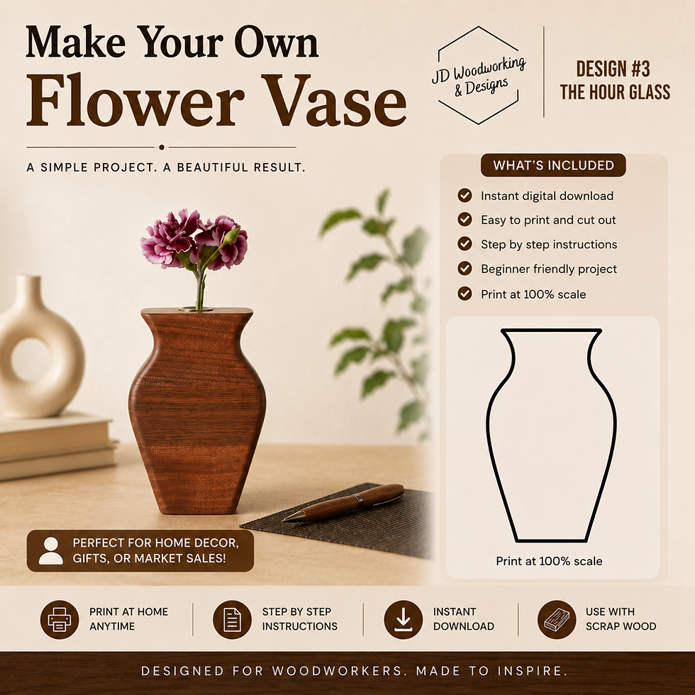 Printable Curved Flower Vase Woodworking Template PDF - Design 3 preview