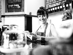 Happy cafe owner