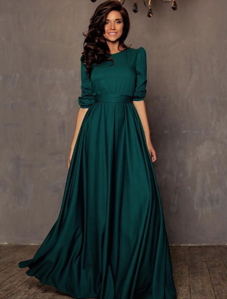 green silk maxi