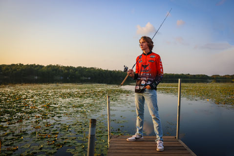 Fishing, Fishing Team, Fishing Rod, Dock, Lake, Senior Guy, Senior Guy with Fishing Gear, Grand Rapids, Minnesota, Senior Sport Session, High School Sport, Silver Bear Studio, Silver Bear Studio LLC, Minnesota Senior Photographer