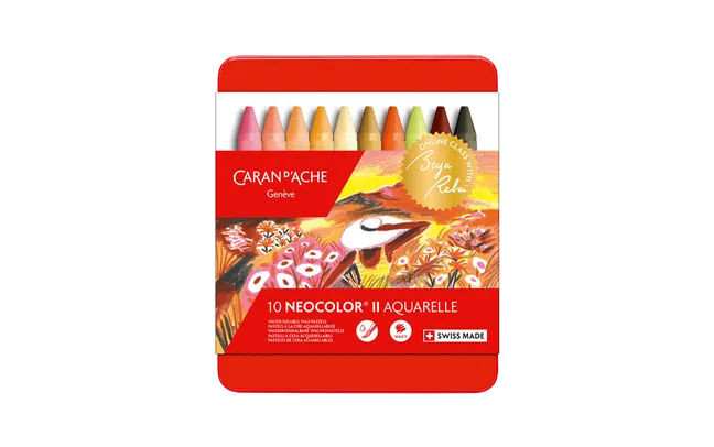 Caran Dache Neocolor II Aquarelle Pastels – Warm Shades by Beya Rebai Set of 10
