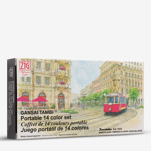ZIG Kuretake Gansai Tambi Portable Set of 14 Colours | Japanese