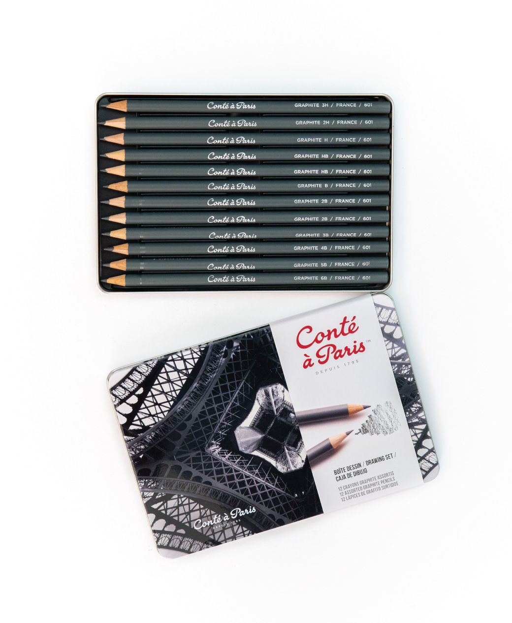 Conte Paris Drawing Set of 12 Assorted - Tin Box