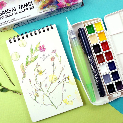 ZIG Kuretake Gansai Tambi Portable Set of 14 Colours | Japanese