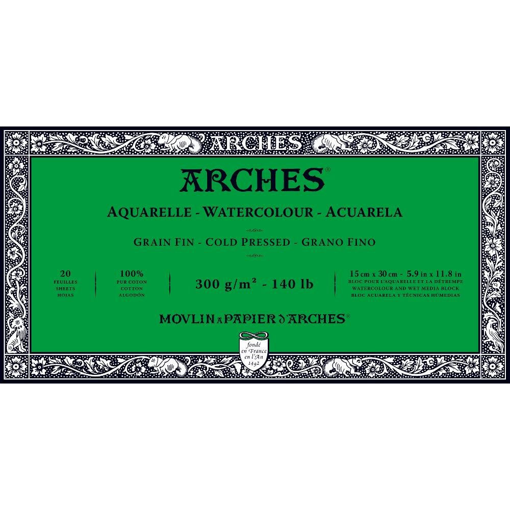 Arches Watercolour Block Cold Pressed 15 x 30 cm