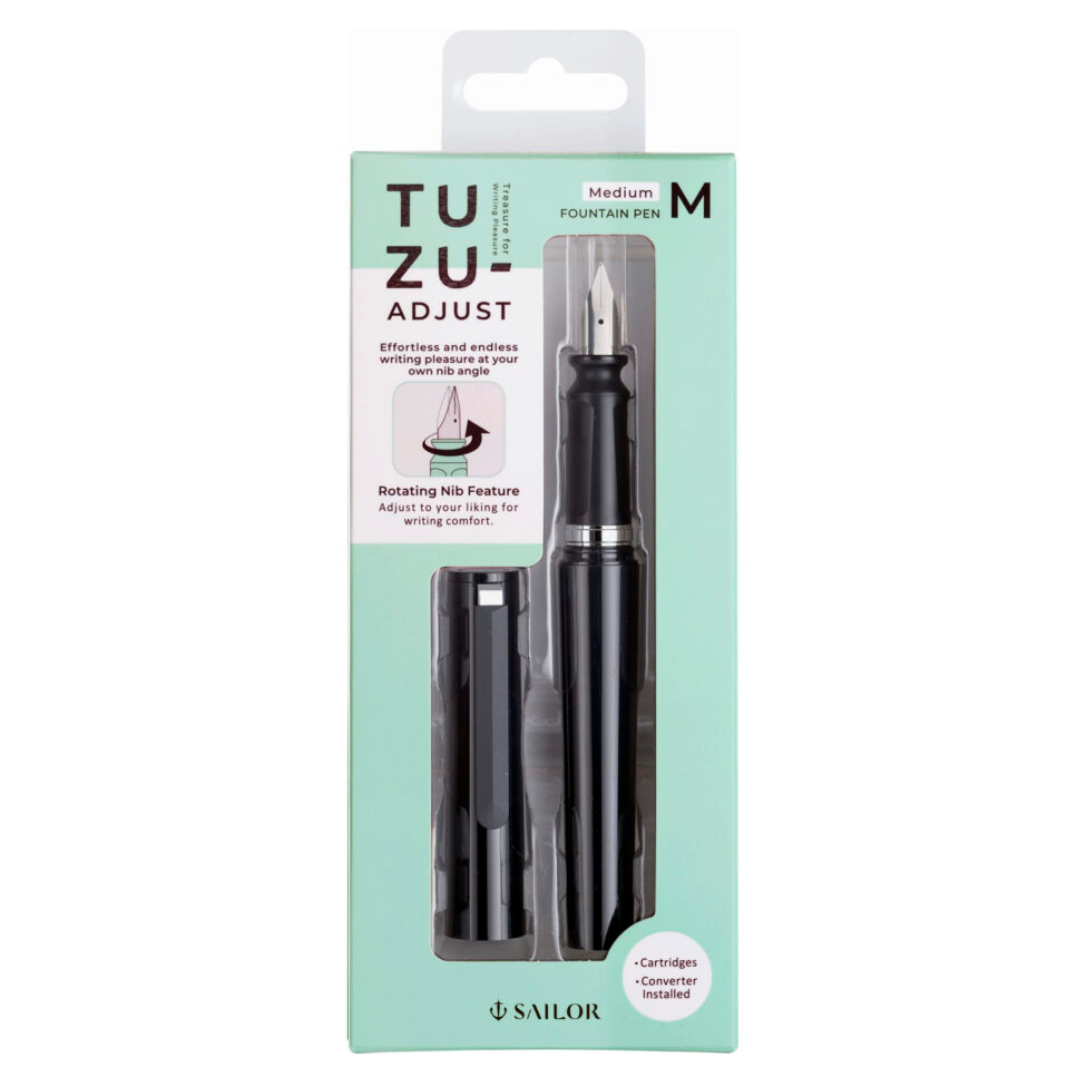Sailor Tuzu Adjust Fountain Pen Black Body - Medium Nib