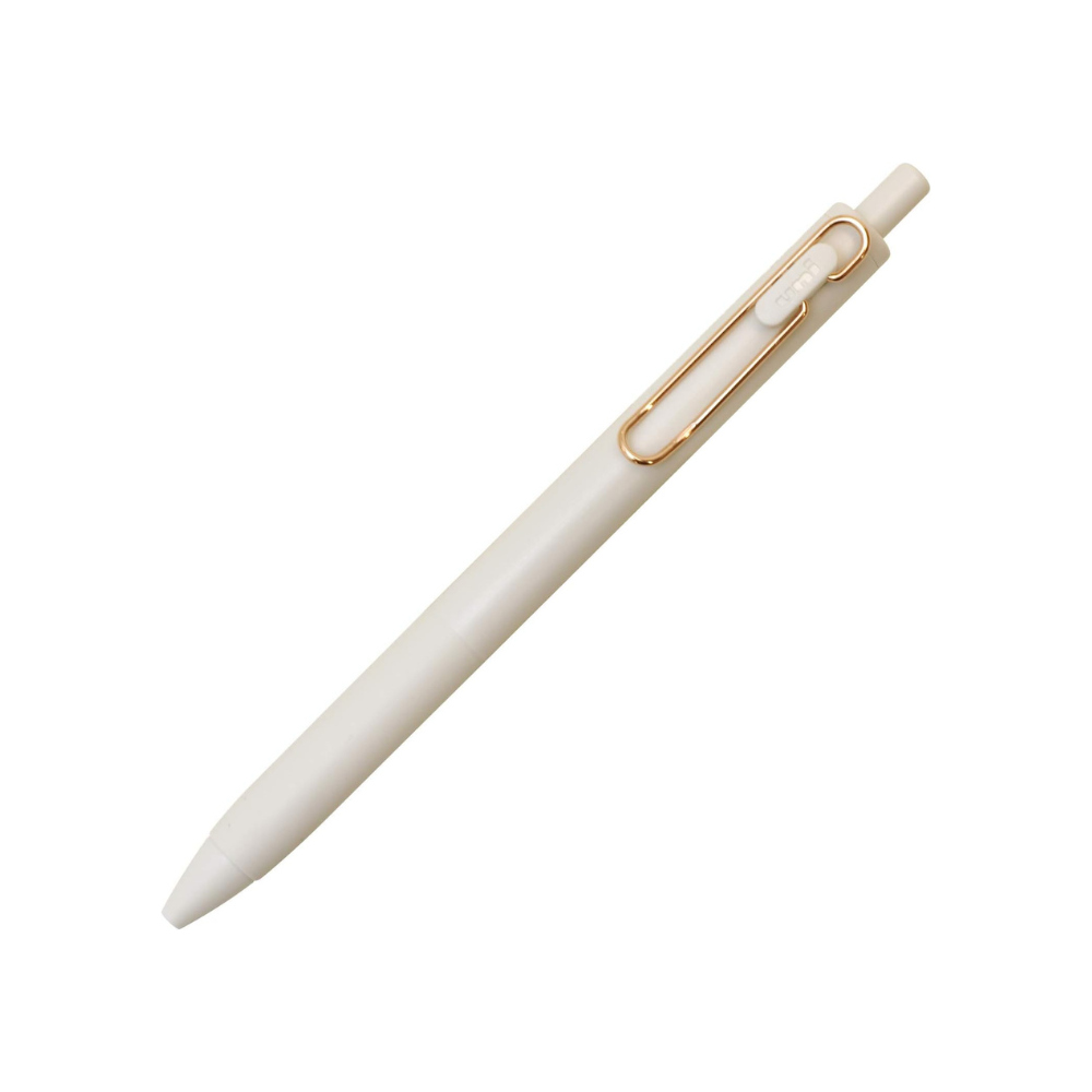 Uni One White Gel Pen with Gold Clip 0.5mm Black Ink