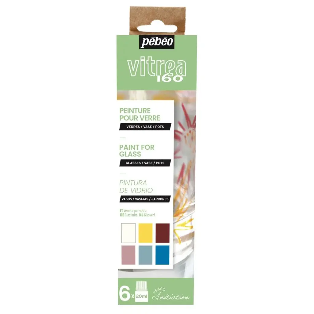 Pebeo Vitrea Glossy Glass Paint Initiation Gloss 1 set of 6 x 20ml
