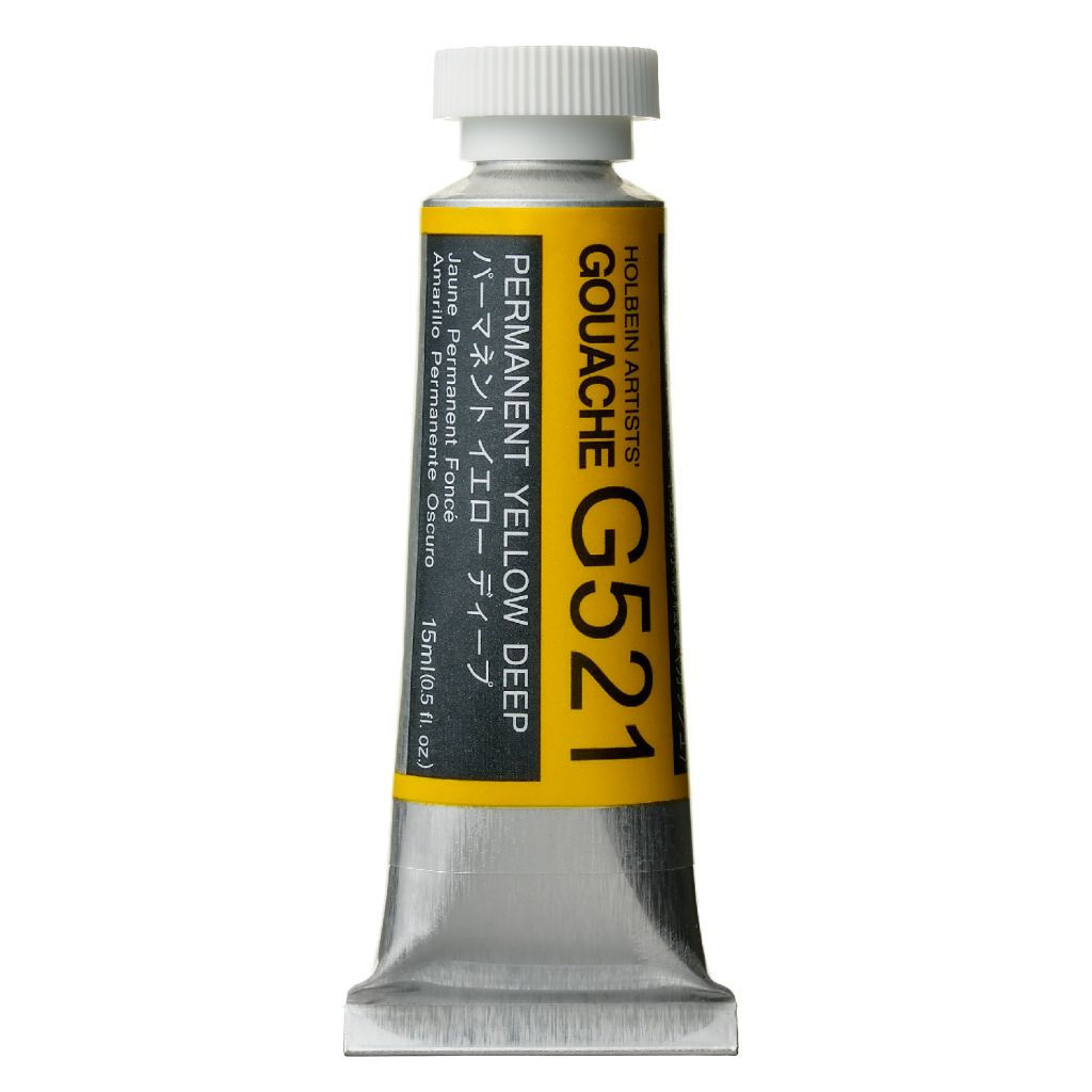 Holbein Artist Gouache Paint Permanent Yellow Deep 521 15ml
