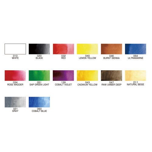 ZIG Kuretake Gansai Tambi Portable Set of 14 Colours | Japanese