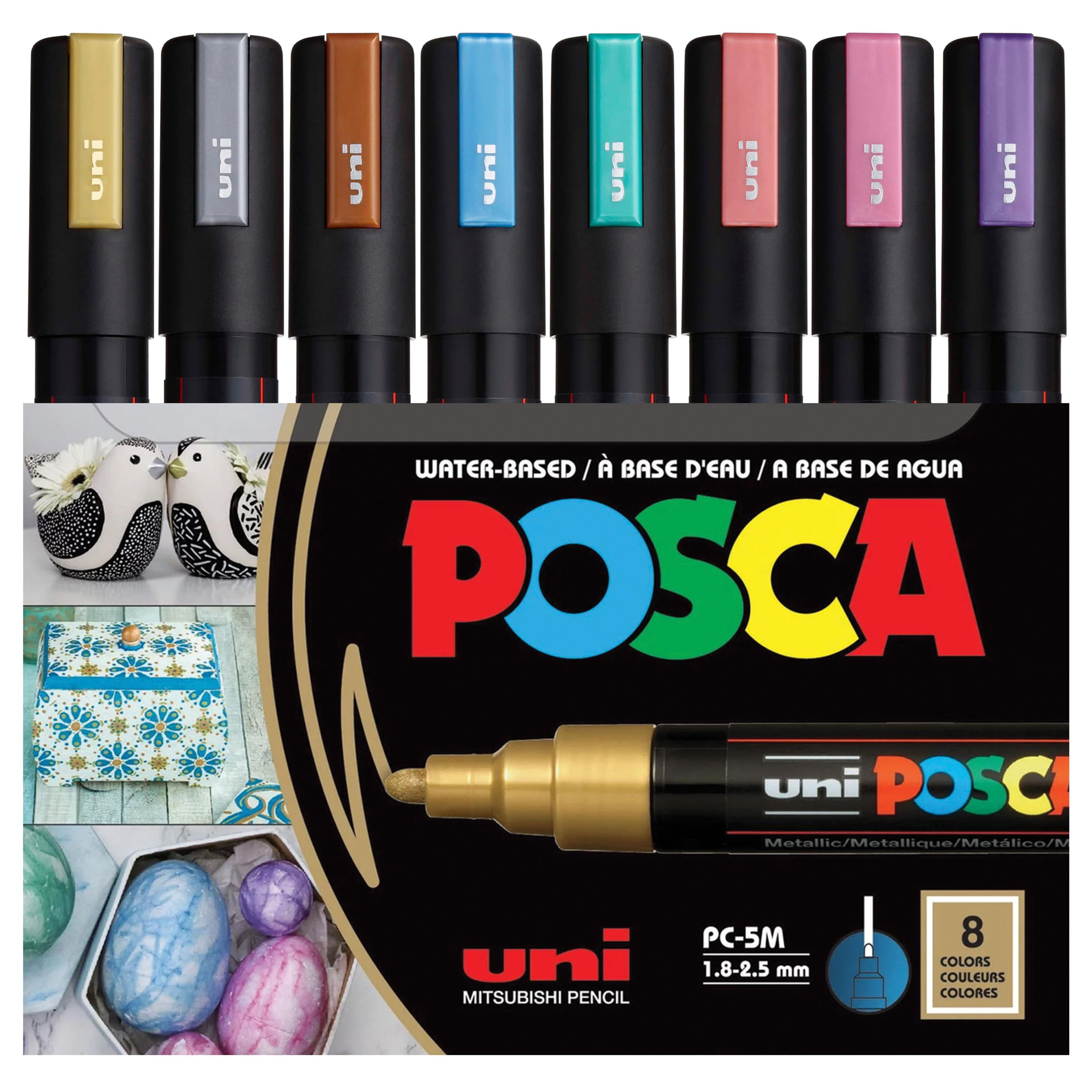 Uni POSCA Marker Pen PC-5M Medium Set of 8 Metallics