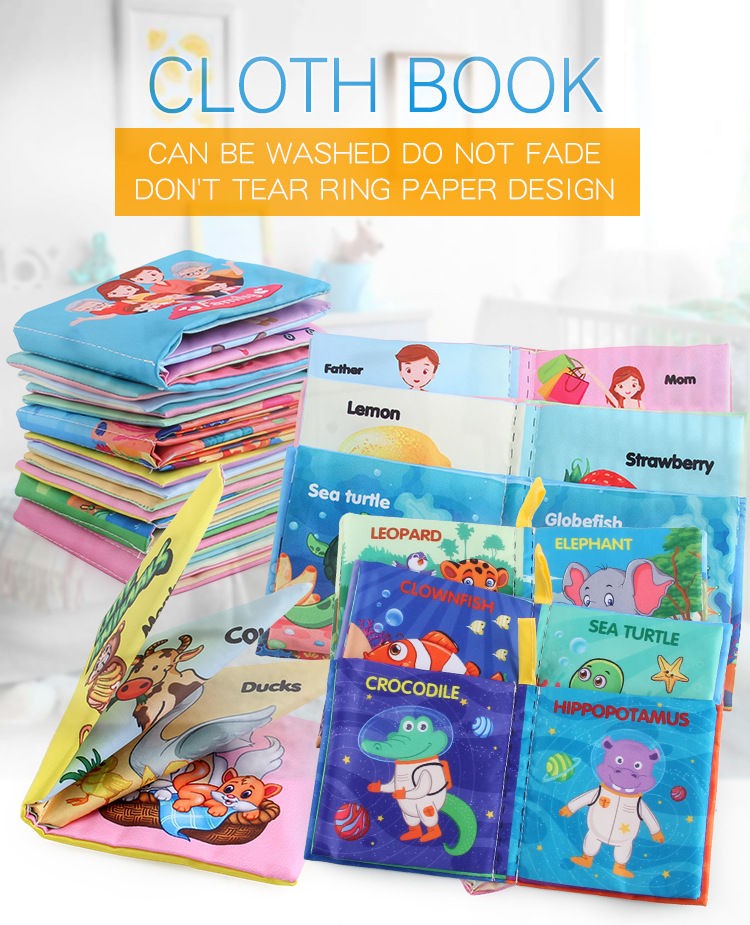 Thumbnail: Baby Cloth Books Enlightenment Early Educational Toys Kids Fruits Animal Numbers