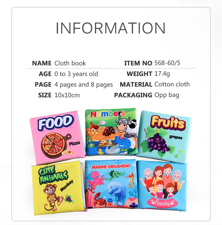 Thumbnail: Baby Cloth Books Enlightenment Early Educational Toys Kids Fruits Animal Numbers