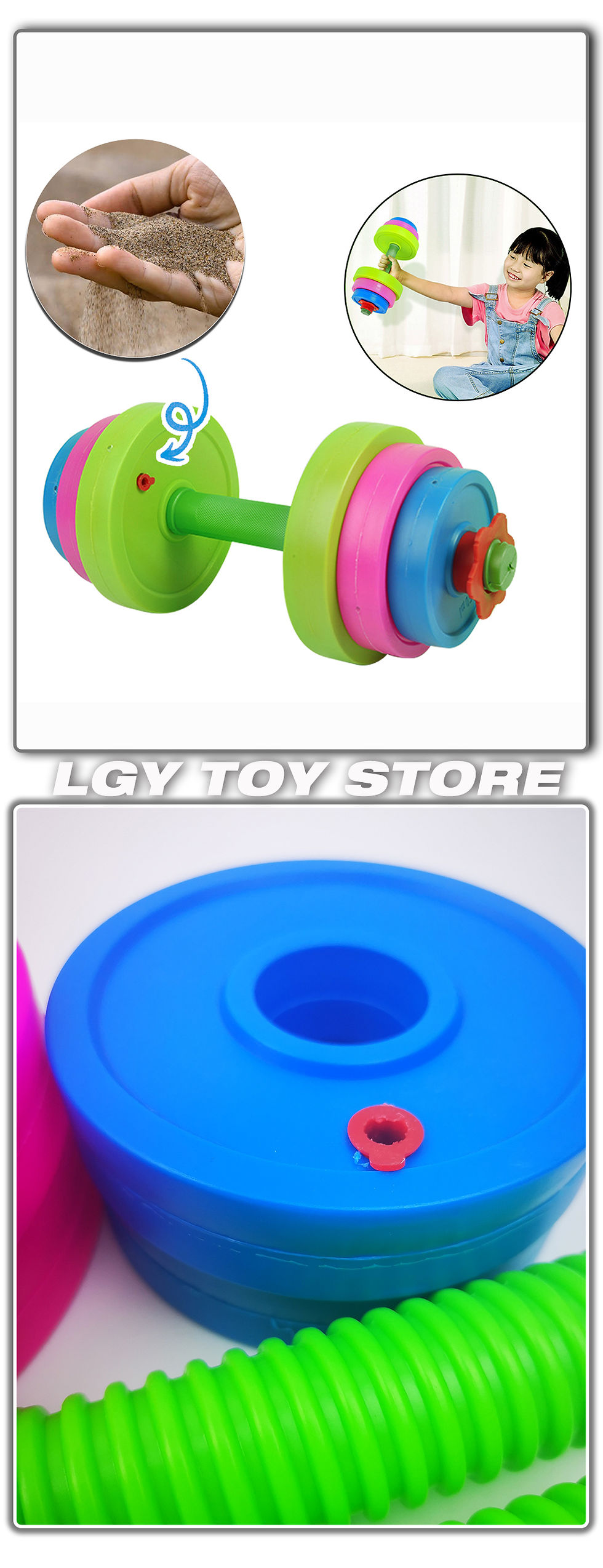 Thumbnail: Kids Dumbbell Toy Pretend Play Barbell Set Toddler Active Play Sports Toy Presch