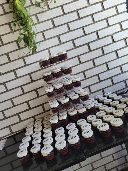 Tower of custom red velvet cupcakes made for Angie's AMTI modeling agency