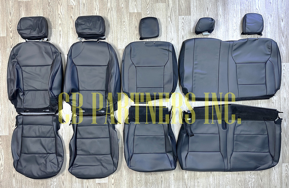 Thumbnail: Ford F150/Super Duty Black Leather Seat Upholstery with Dark Brown Piping