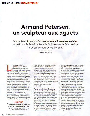 Armand Petersen - Article dans la Gazette Drouot