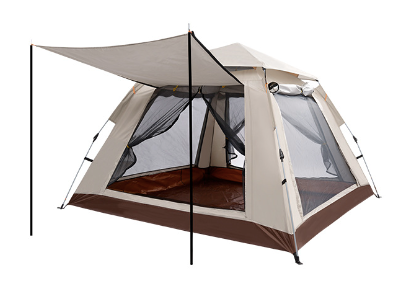 Four-sided tent for 3-4 people painted in silver sunlight protection coating