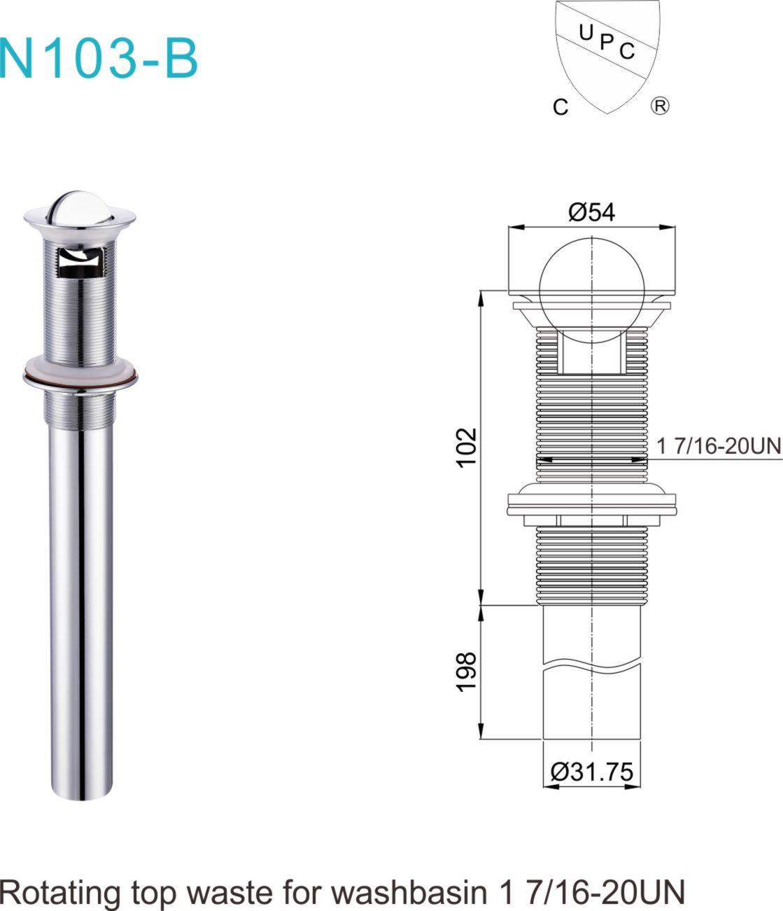 1 1/4" Flip Top Basin Drain with Overflow