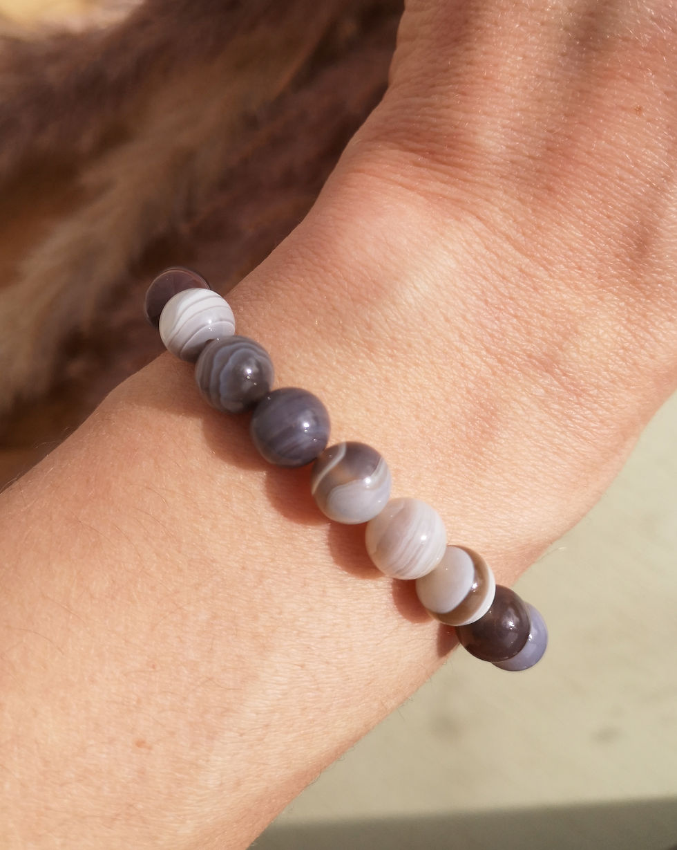 Miniature : Agate du Botswana - Bracelet boule 8mm