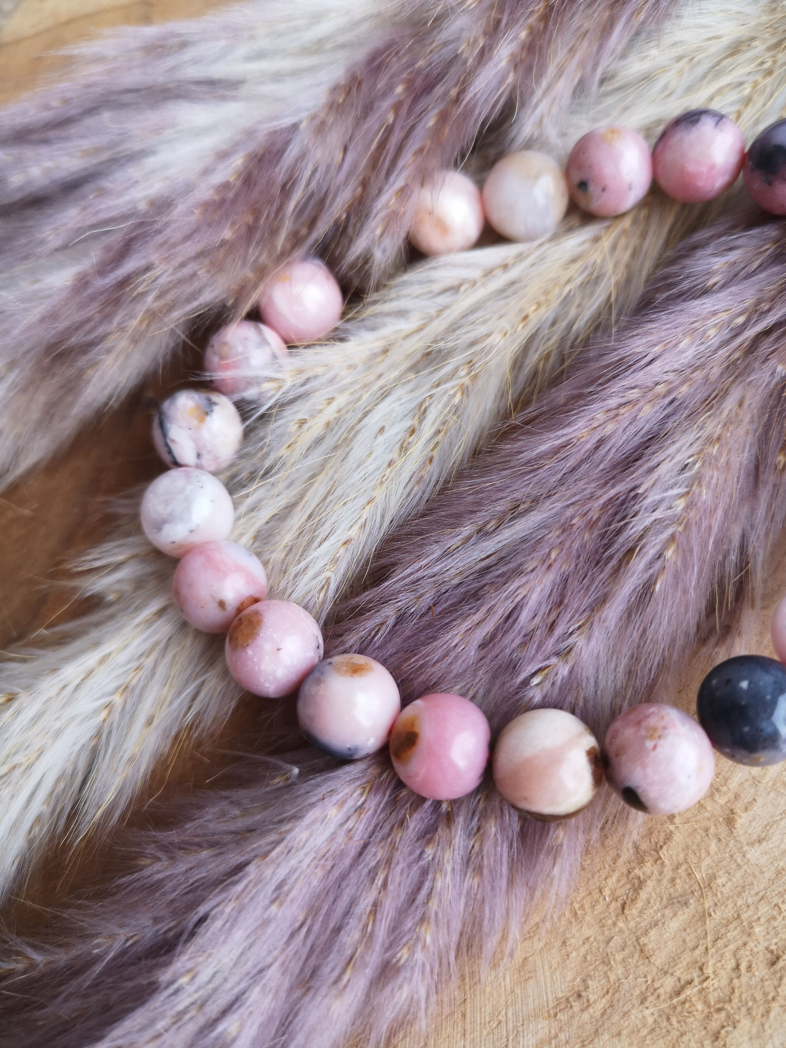 Opale Rose - Bracelet boule 8mm