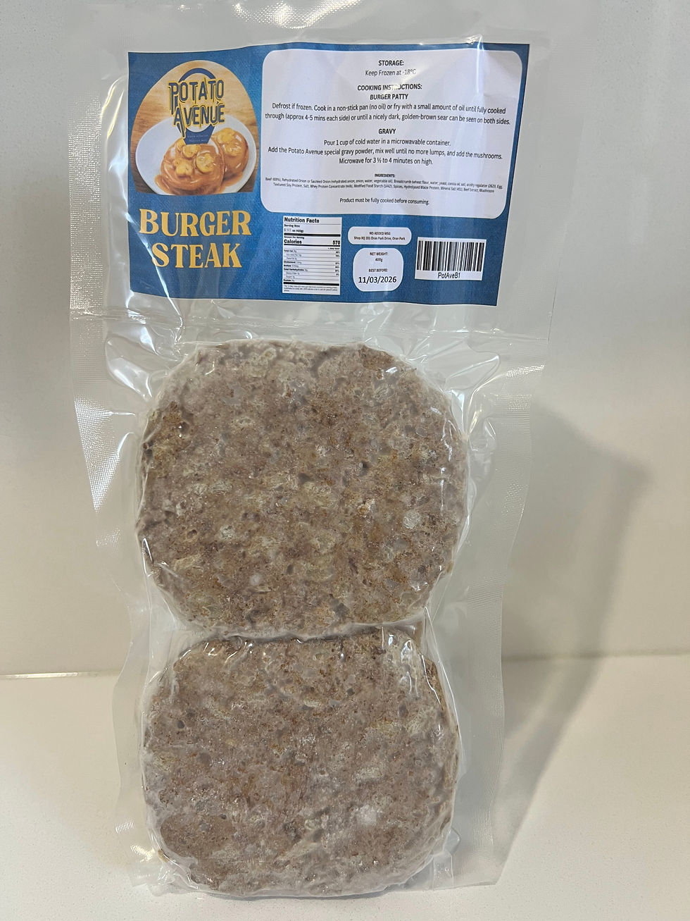 Potato Avenue’s Burger Steak with Mushroom Gravy (2 pcs)