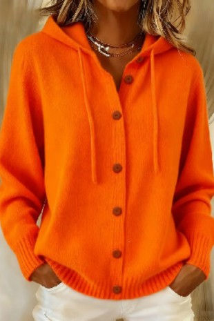 Thumbnail: Women's Knitted Hooded Sweater Cardigan