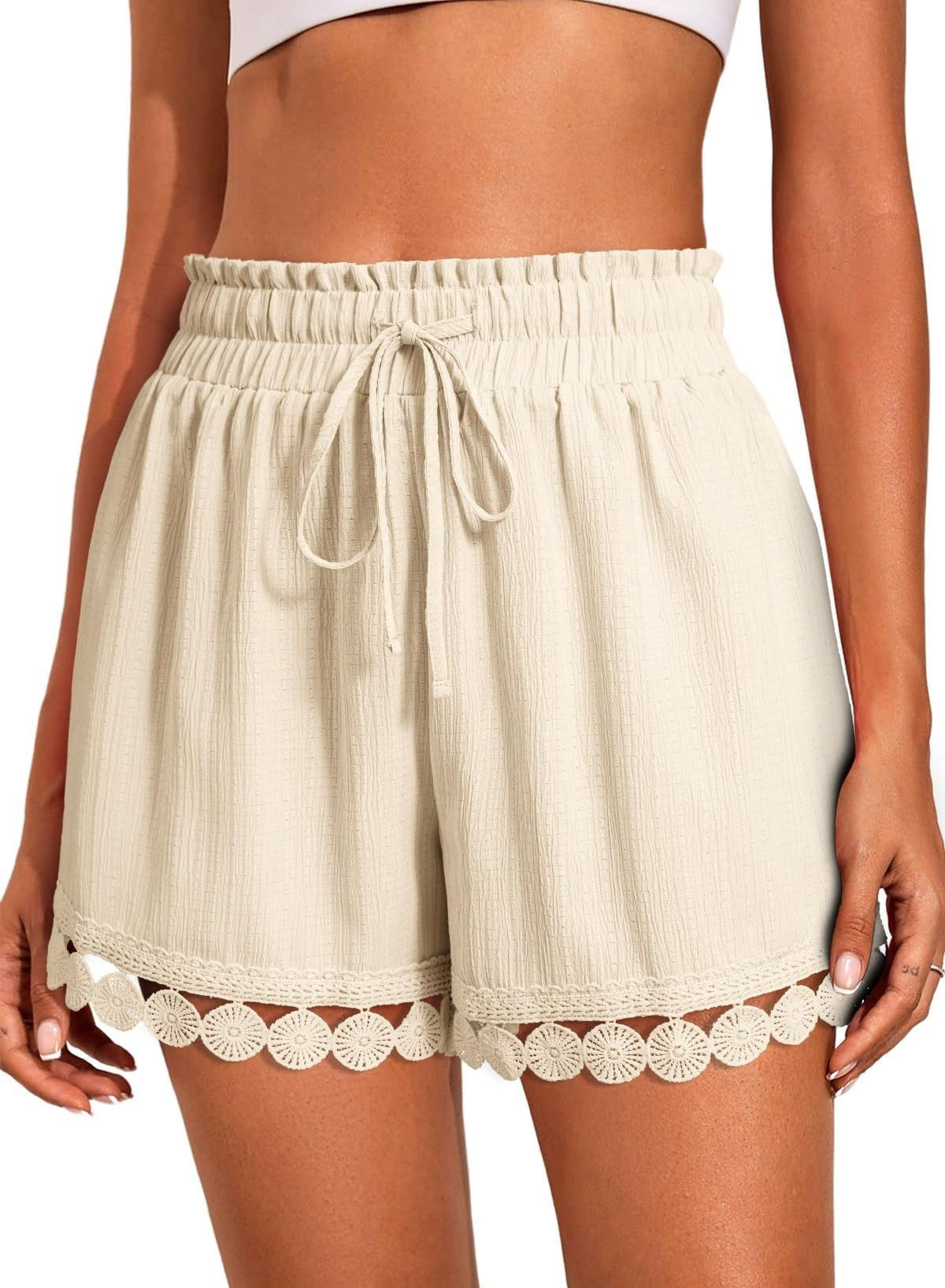 Lace Beach Casual Loose lace up shorts